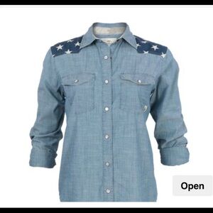 Blue Chambray Western Shirt Americana Patriotic NEW!